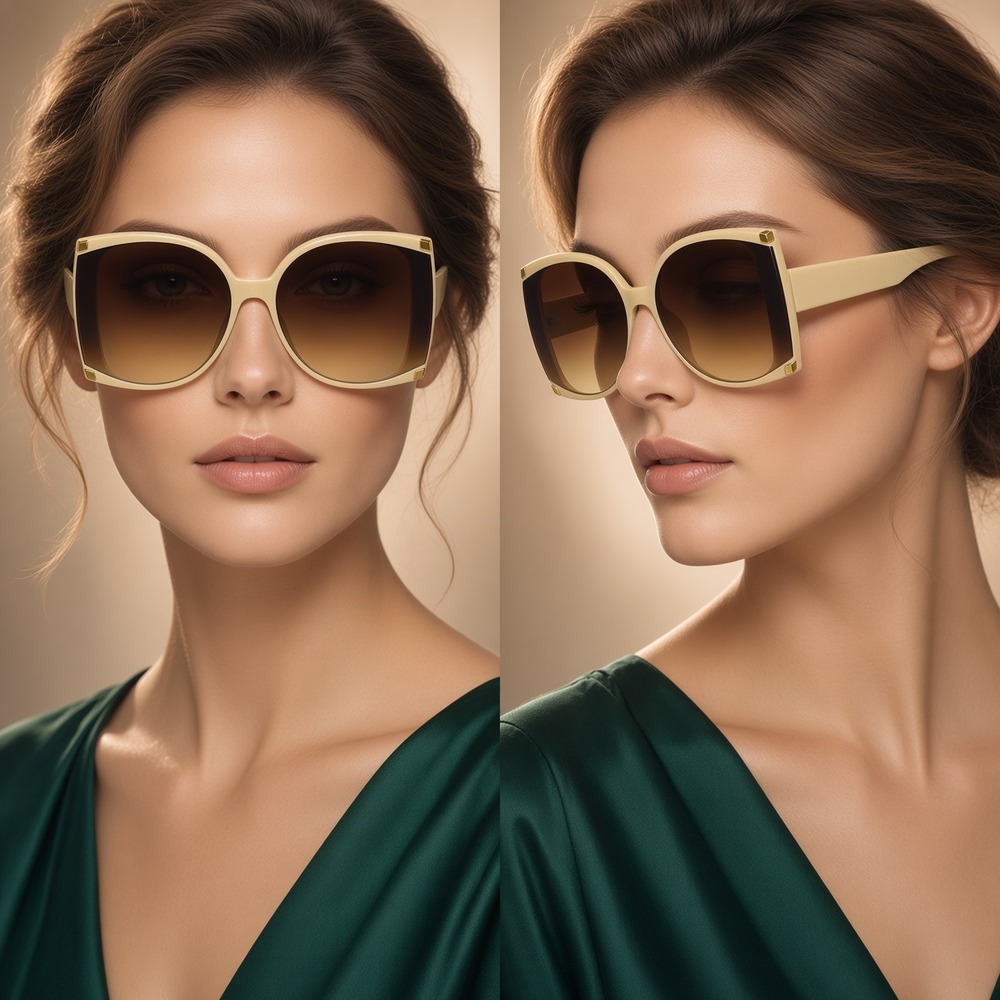 Oversized Square Sunglasses Fashion Designer Shades Women Beige Brown